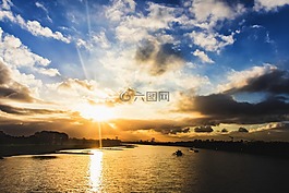 日落,黃昏,天空