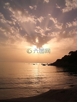 日落,abendstimmung,海