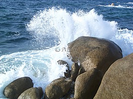 波,海岸,藍(lán)色