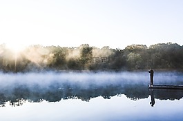 湖,水,霧