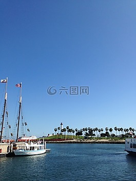 海灘,船,天空