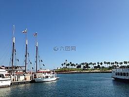 海灘,船,天空