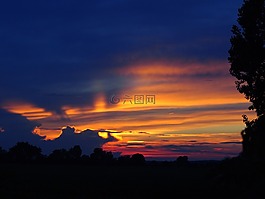 日落,天空,abendstimmung
