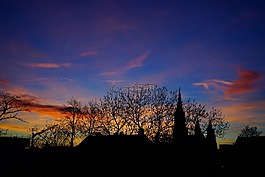 日落,晚上一,天空