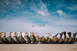 海灘,沙,船