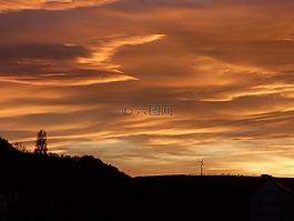 日落,天空,abendstimmung