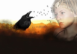 烏鴉,女孩,幻想