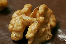 核桃,特寫,巧克力蛋糕