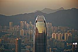 摩天大樓,城市,輪廓對著天空