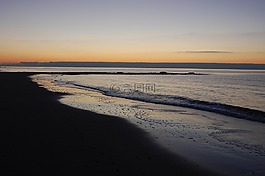 海灘,日落,海