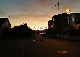 日落,黑暗,房子