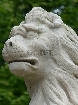 石像,狮子,人