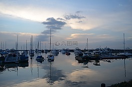 海洋,日落,自然