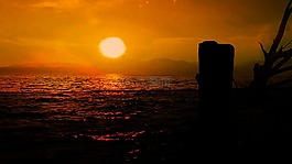 日落,海,晚上在湖边心情
