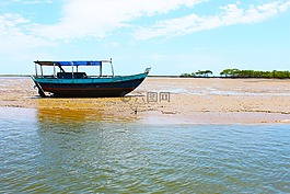 小船,水,沙
