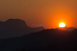 山,景觀,日落