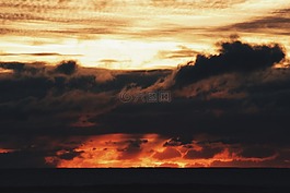 日落,黃昏,天空