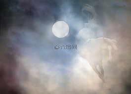 精神,马,骑