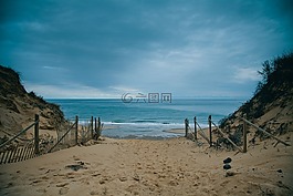 海灘,沙,海洋