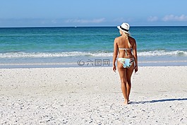漂亮的女孩,海灘,海
