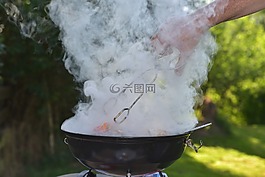 烤架,肉,手