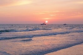 日落,粉红色的日落,海洋