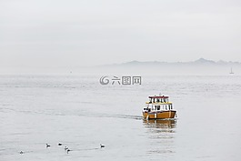 出租車,船,海洋