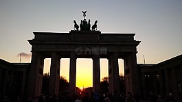 柏林,brandembugertor,sonneuntergang