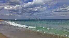 海,海灘,天空