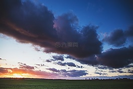日落,黃昏,天空