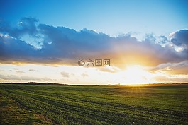 日落,天空,云