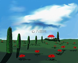 托斯卡納,數(shù)字,水彩畫