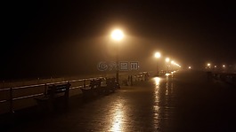 海洋,夜,霧