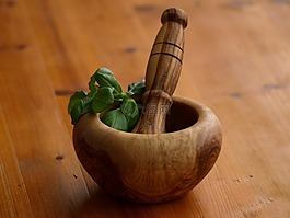 柱塞,草药,粉碎