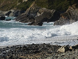 巖,海岸線,康沃爾郡