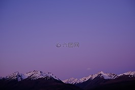 紫色,天空,山
