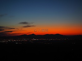 晚上一,日落,帕爾馬