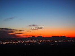 天空,蓝色,橙