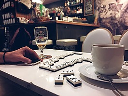 咖啡,多米諾骨牌,酒吧