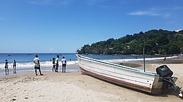 海灘,船,藍色