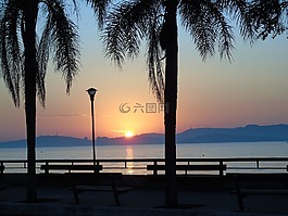 黃昏,日落,景觀