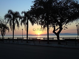 黃昏,日落,景觀