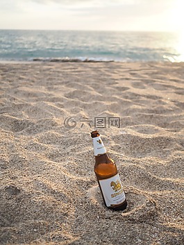 啤酒,海,太陽