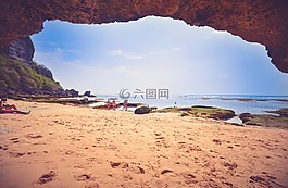 海灘,沙,陽光