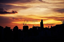 建設(shè),側(cè)影,日落