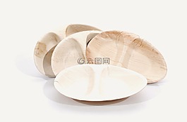 橢圓形,板,棕櫚葉