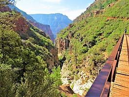 徒步旅行,橋,北部邊緣的大峽谷