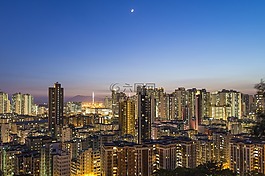 城市,月亮,天際線