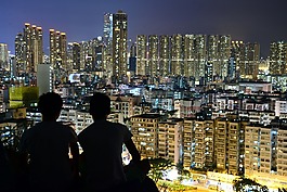 城市,月亮,天際線