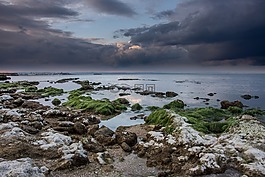 海,石頭,海灘
